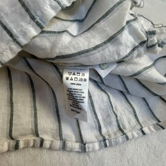 Sigrid Olsen Womens Striped Button-Up Long Sleeve Linen Shirt Small White/Gray - Picture 7 of 7